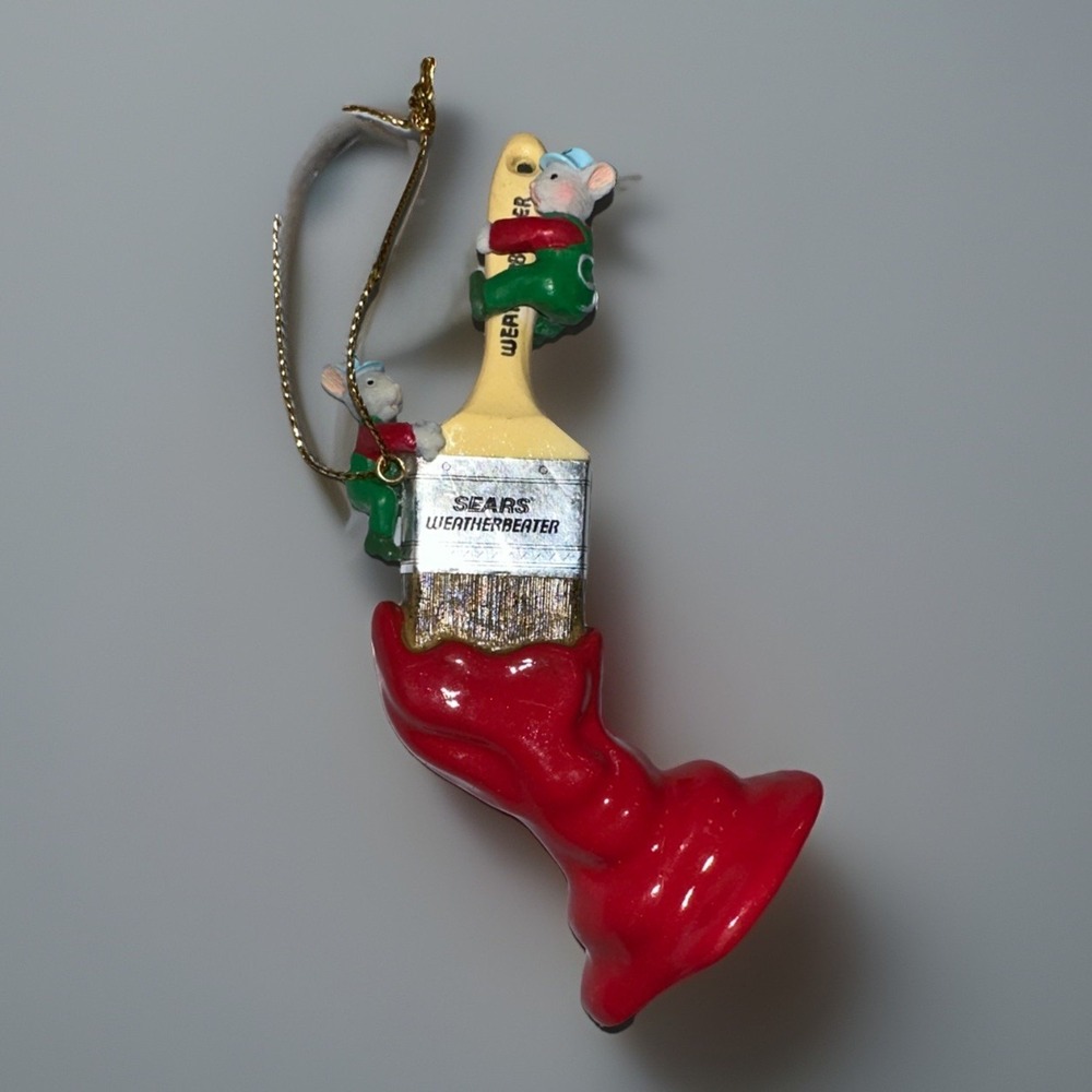 1995 Limited‎ Edition Sears Weatherbeater Paintbrush Mice Christmas Ornament
